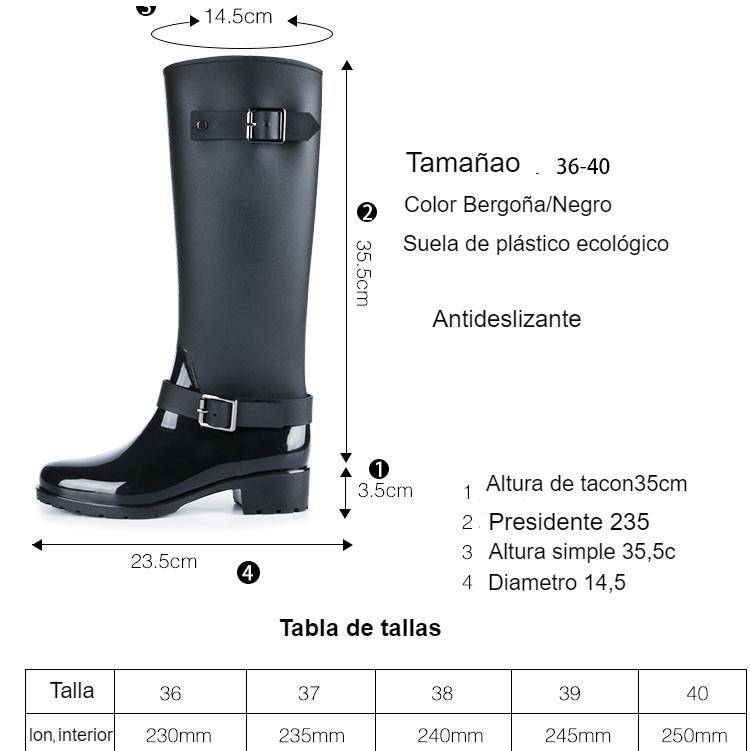 2×1 Botas de moda para mujer, botas altas de goma Botas de agua y Cubierta de Zapatos 2x1 Botas de moda para mujer, botas altas de goma