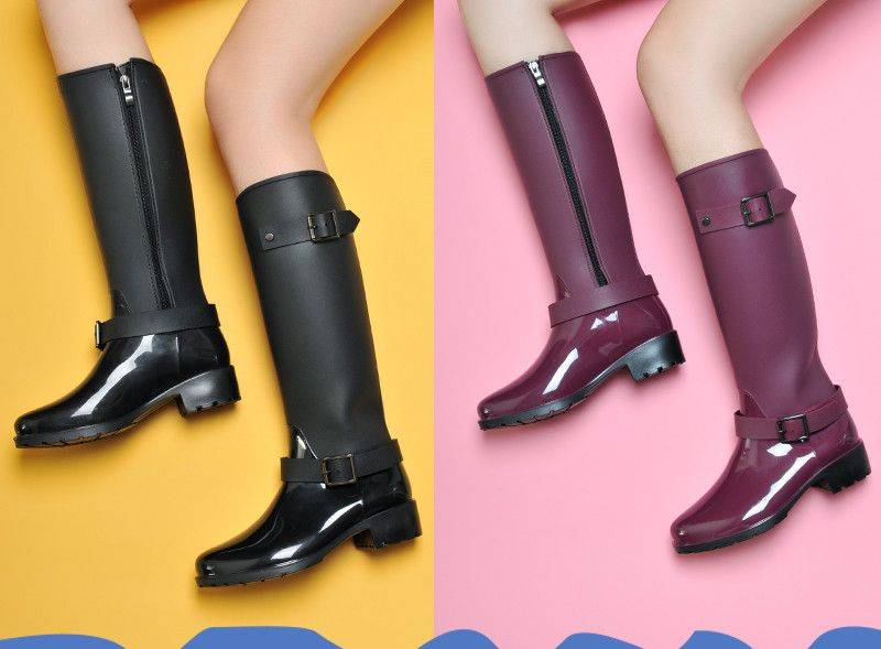 2×1 Botas de moda para mujer, botas altas de goma Botas de agua y Cubierta de Zapatos 2x1 Botas de moda para mujer, botas altas de goma