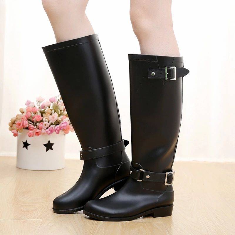 Botas de agua impermeables para mujer, altas Botas de agua y Cubierta de Zapatos Botas de agua impermeables para mujer, altas