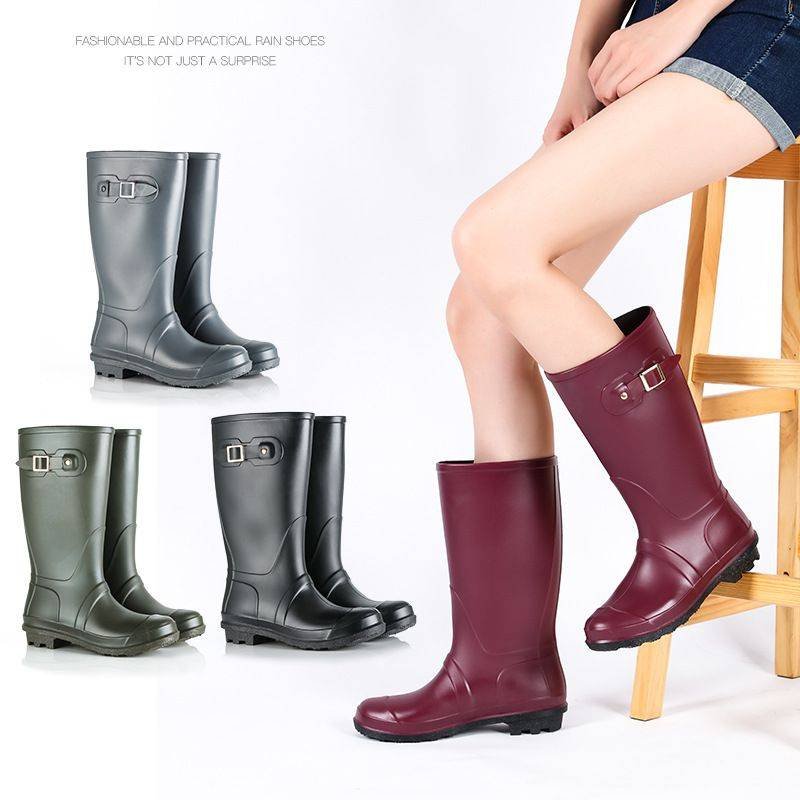 2×1 Bota impermeable al aire libre de mujer ,Chelsea caucho negro Botas de agua y Cubierta de Zapatos 2x1 Bota impermeable al aire libre de mujer ,Chelsea caucho negro