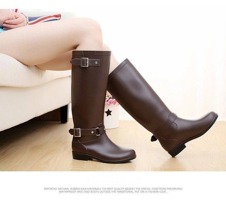 Botas de agua impermeables para mujer, altas Botas de agua y Cubierta de Zapatos Botas de agua impermeables para mujer, altas