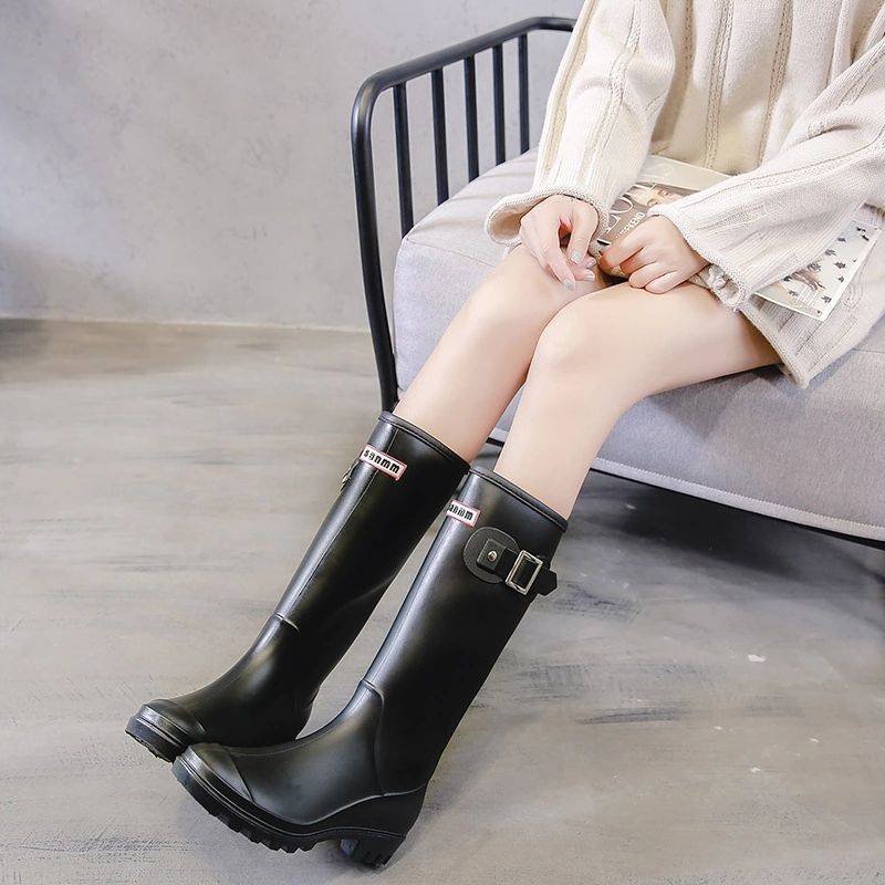 Botas para la lluvia altas para mujer, modernas, color rosa, reutilizables Botas de agua y Cubierta de Zapatos Botas para la lluvia altas para mujer, modernas, color rosa, reutilizables