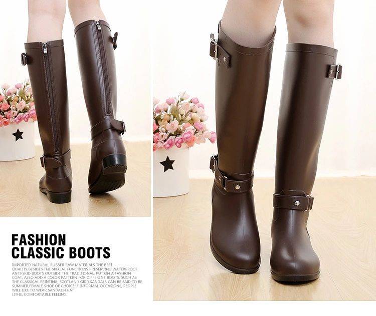 Botas de agua impermeables para mujer, altas Botas de agua y Cubierta de Zapatos Botas de agua impermeables para mujer, altas