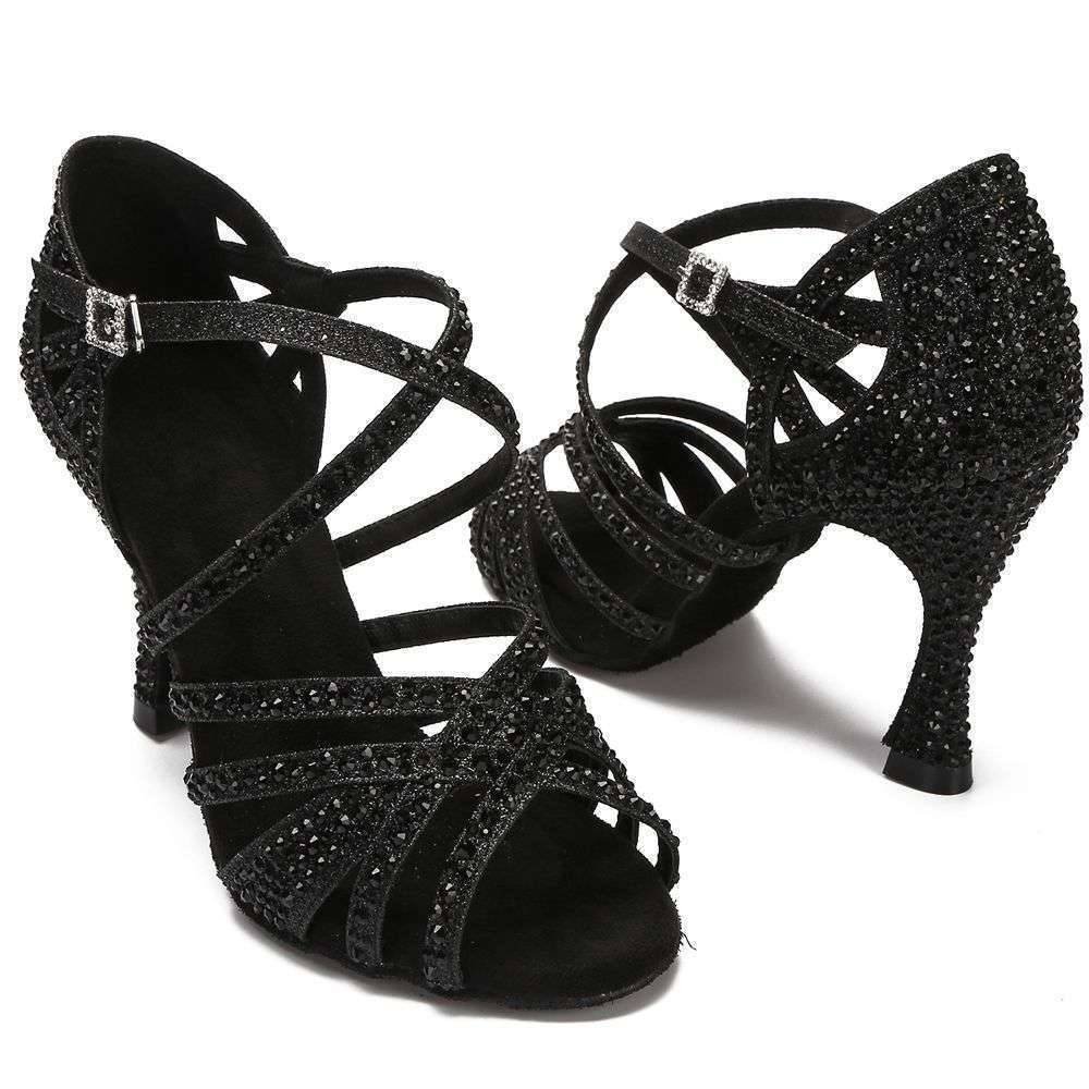 Zapatos de baile latino con diamantes de imitación para mujer Sandalias Zapatos de baile latino con diamantes de imitación para mujer