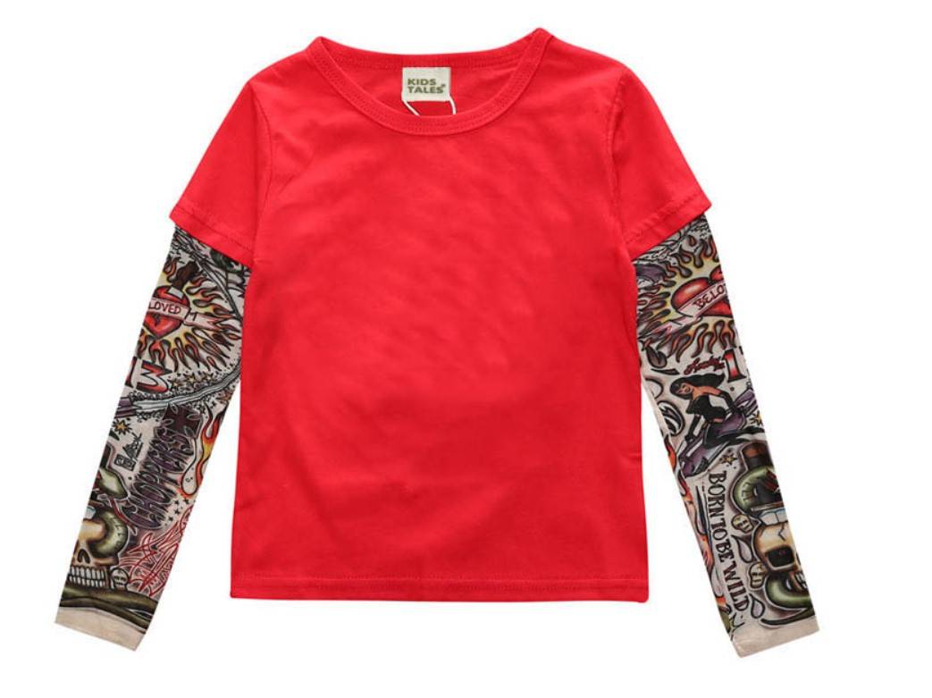 Camiseta con manga de tatuaje para niño Ropa para bebe ,niños y niñas Camiseta con manga de tatuaje para niño
