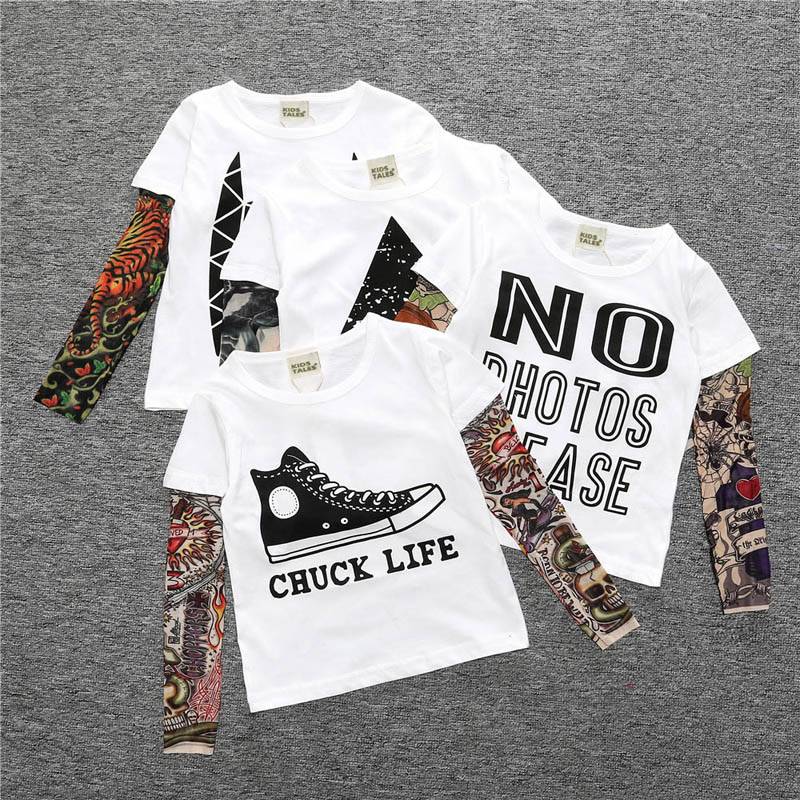 Camiseta con manga de tatuaje para niño Ropa para bebe ,niños y niñas Camiseta con manga de tatuaje para niño
