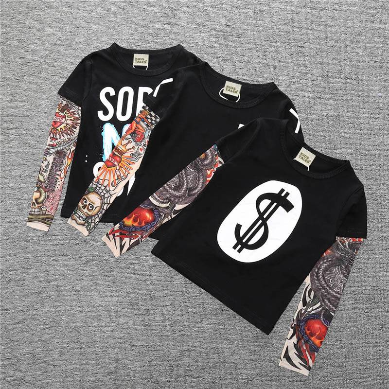 Camiseta con manga de tatuaje para niño Ropa para bebe ,niños y niñas Camiseta con manga de tatuaje para niño