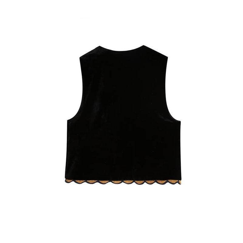 Chaleco Vintage con bordado de flores y lentejuelas para mujer Chalecos de Mujer Chaleco Vintage con bordado de flores y lentejuelas para mujer Chalecos de Mujer