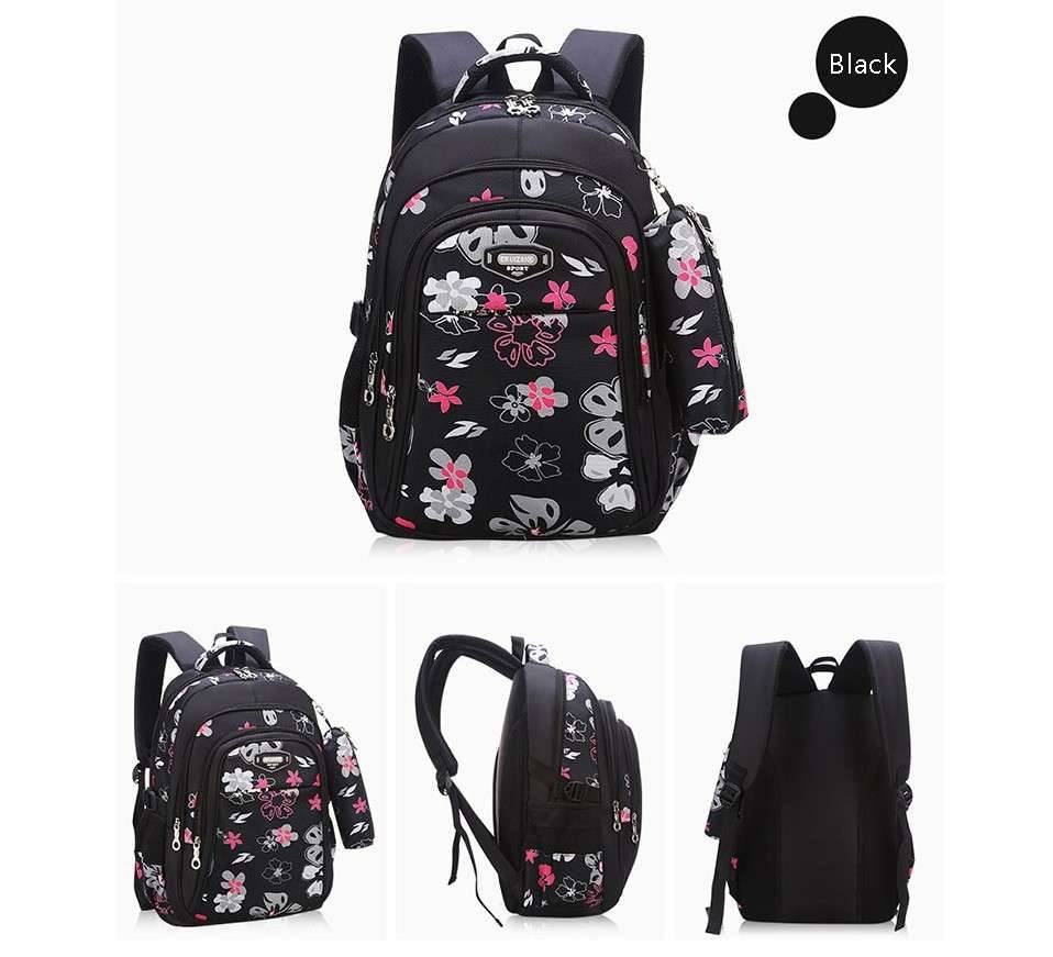 Girl's Floral Print Backpack Set