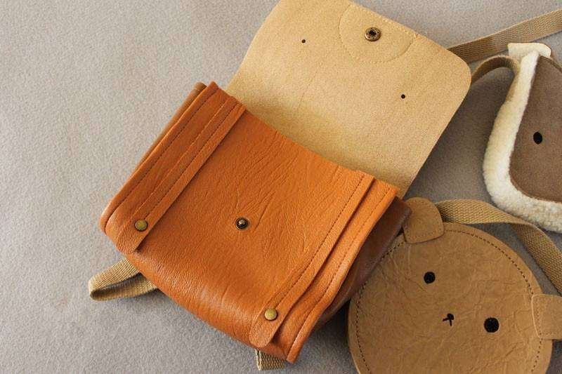 Bear Stylized Leather Backpack for Baby