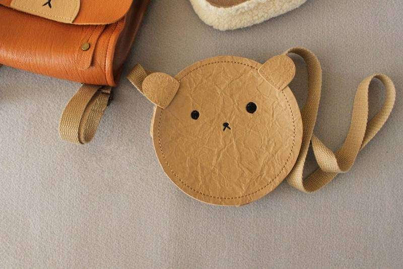Bear Stylized Leather Backpack for Baby