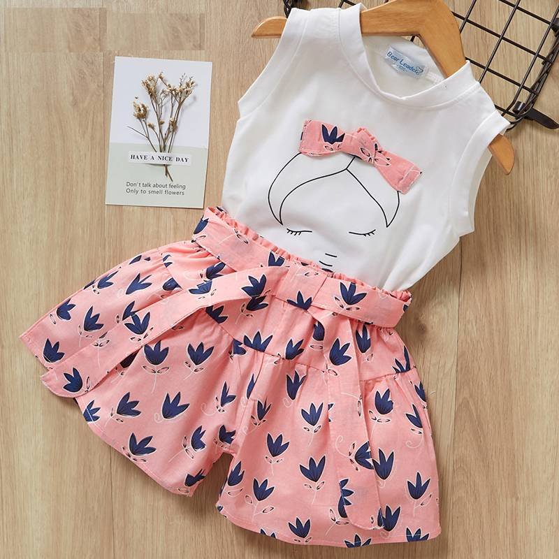 Girls’ Cute Bright Printed Cotton Clothes Set Ropa para bebe ,niños y niñas Girls' Cute Bright Printed Cotton Clothes Set Ropa para bebe ,niños y niñas