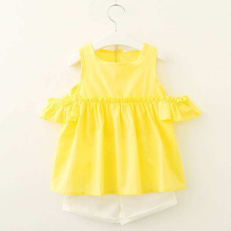 Girls' Cute Bright Printed Cotton Clothes Set