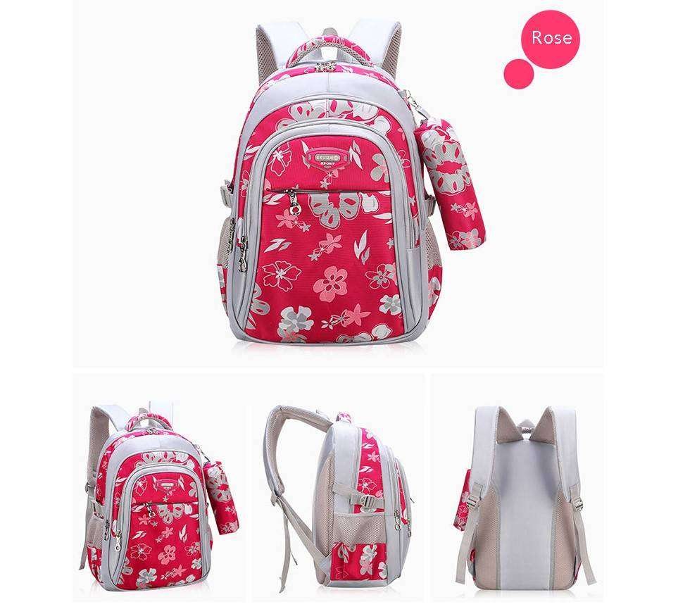 Girl's Floral Print Backpack Set