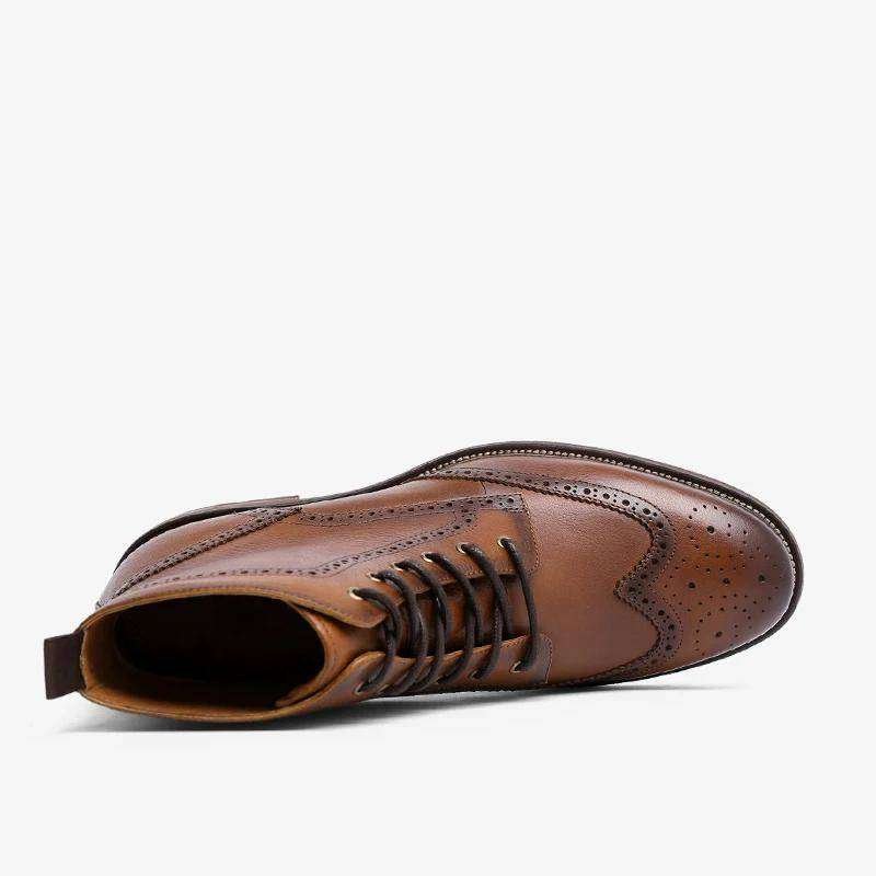 Desai, nuevas botas Brogue de cuero genuino para hombre, zapatos con forro polar, botas de moda, cálidas, de talla grande, informales, con cordones, cremallera, regalos Desai, nuevas botas Brogue de cuero genuino para hombre, zapatos con forro polar, botas de moda, cálidas, de talla grande, informales, con cordones, cremallera, regalos