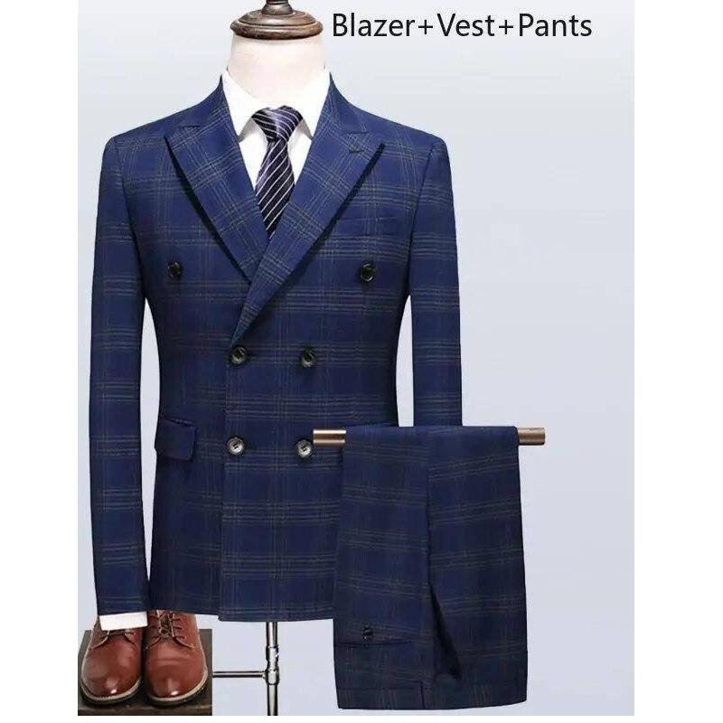 Traje de estilo británico para hombre a cuadros Traje de estilo británico para hombre a cuadros