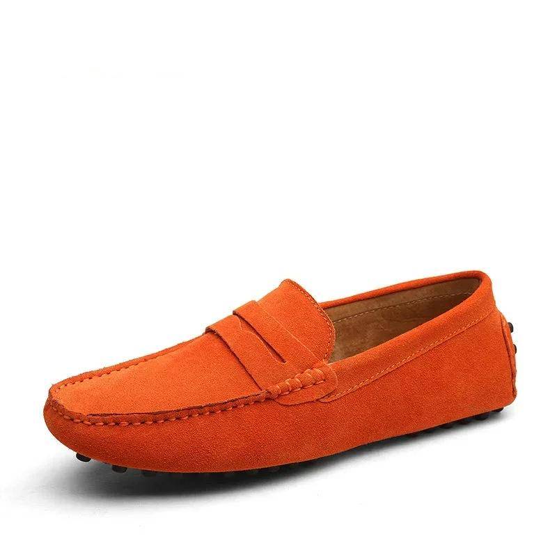 Mocasines de Cuero Genuino para Hombre Botas y Botines de Hombre Color: 02 Fur Dark Blue|02 Fur Black|02 Fur Brown|02 Fur Gray Color: 01 Orange Talla de Zapato: 49|48|47|46|45|44|43|42|41|40|39|38 Mocasines de Cuero Genuino para Hombre Botas y Botines de Hombre