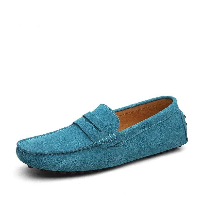 Mocasines de Cuero Genuino para Hombre Botas y Botines de Hombre Color: 01 Sky Blue Color: 02 Fur Dark Blue|02 Fur Black|02 Fur Brown|02 Fur Gray Talla de Zapato: 49|48|47|46|45|44|43|42|41|40|39|38 Mocasines de Cuero Genuino para Hombre Botas y Botines de Hombre