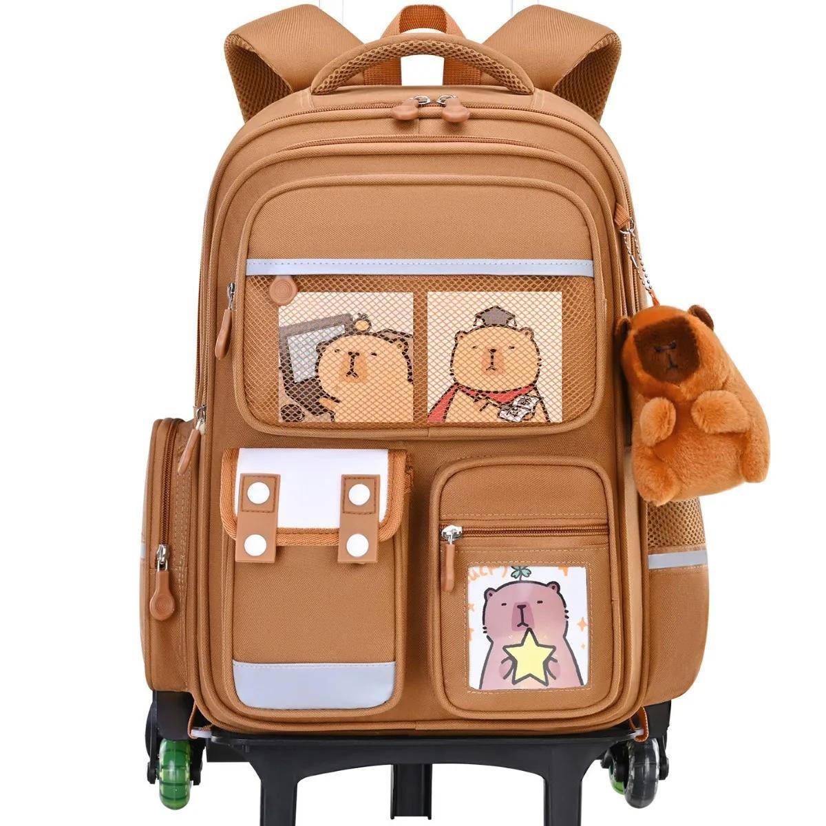 Mochila Escolar con Ruedas Capybara Mochila Escolar Mochila Escolar con Ruedas Capybara Mochila Escolar